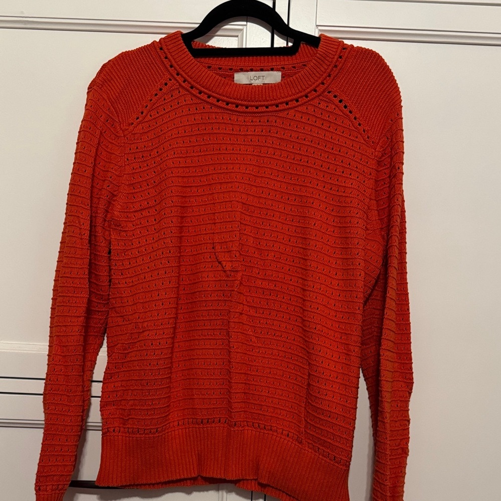 LOFT Vibrant Orange Textured Sweater- worn once